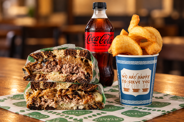 Patty Melt, Fries & Soda Combo.
